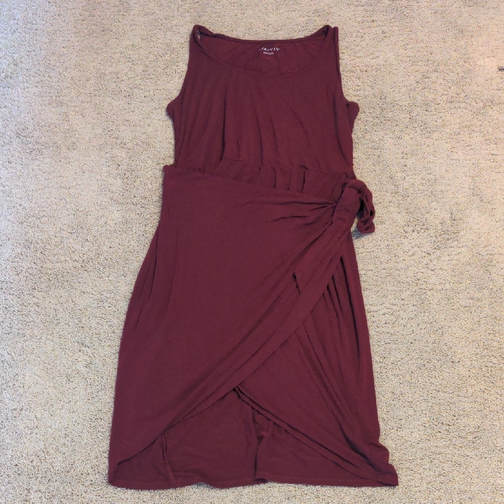 Ava & Viv Red Asymmetrical Sheath Dress Crew Neck Sleeveless